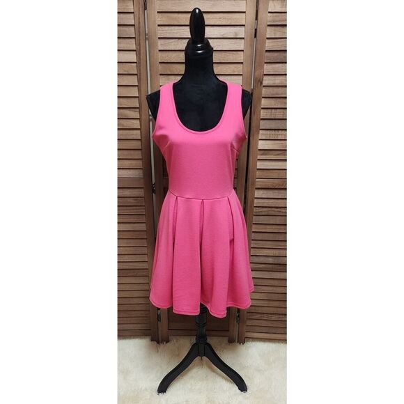 White Mark Solid Pink Sleeveless Knee Length Fit & Flare Womens Large Sundress - Picture 2 of 8